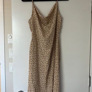Beige midi Cowl neck dress